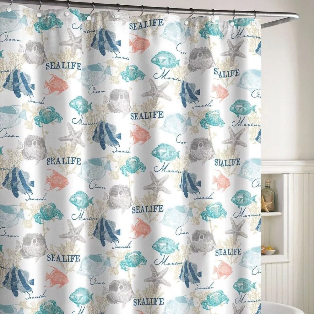 Destinations Seaside bay Cotton Starfish Seashells 72x72 shower curtain